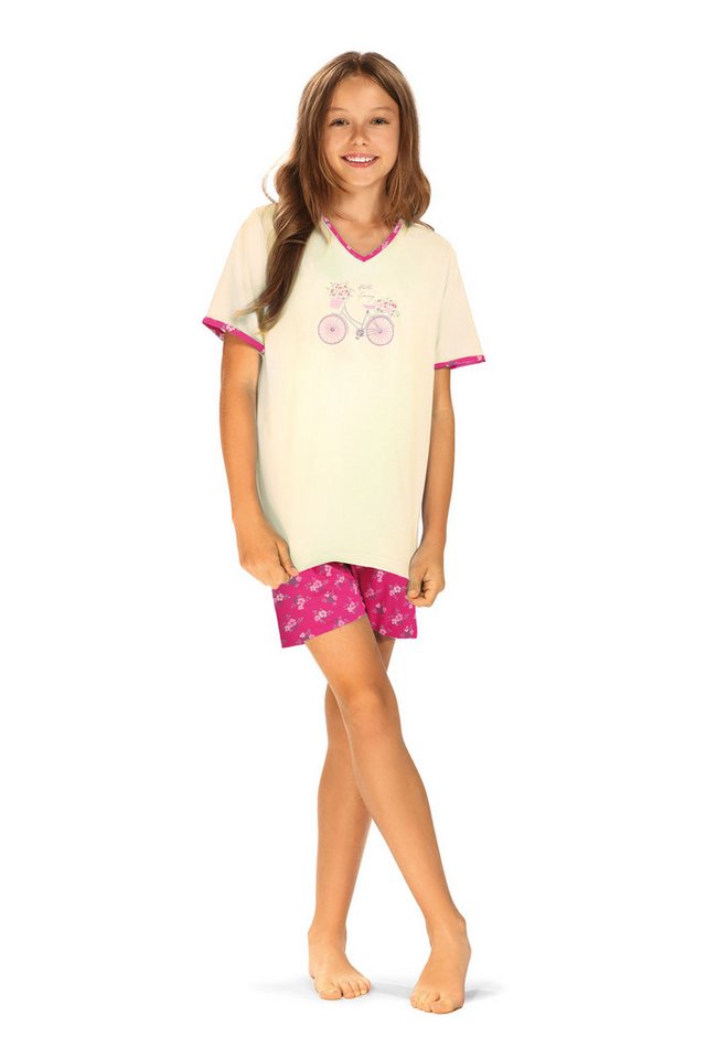 comtessa Schlafanzug Comte Kids (Set, 2 tlg., Set) Mädchen Pyjama Shorty Kurzarm Baumwolle Blumen von comtessa