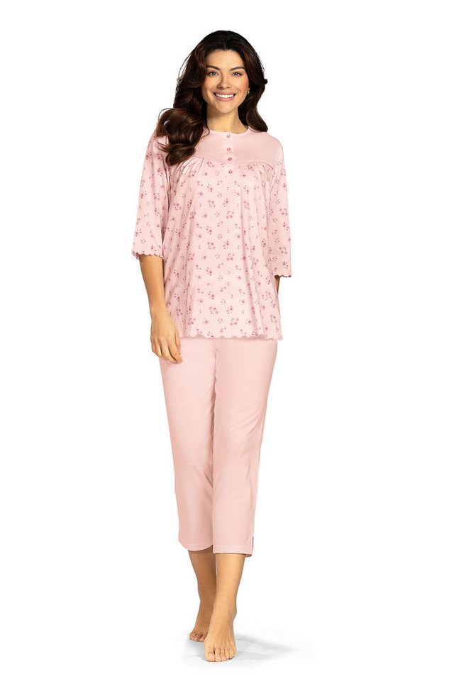 comtessa Schlafanzug Comtessa Damen Schlafanzug Halbarm 7/8 Hose in Rosa von comtessa