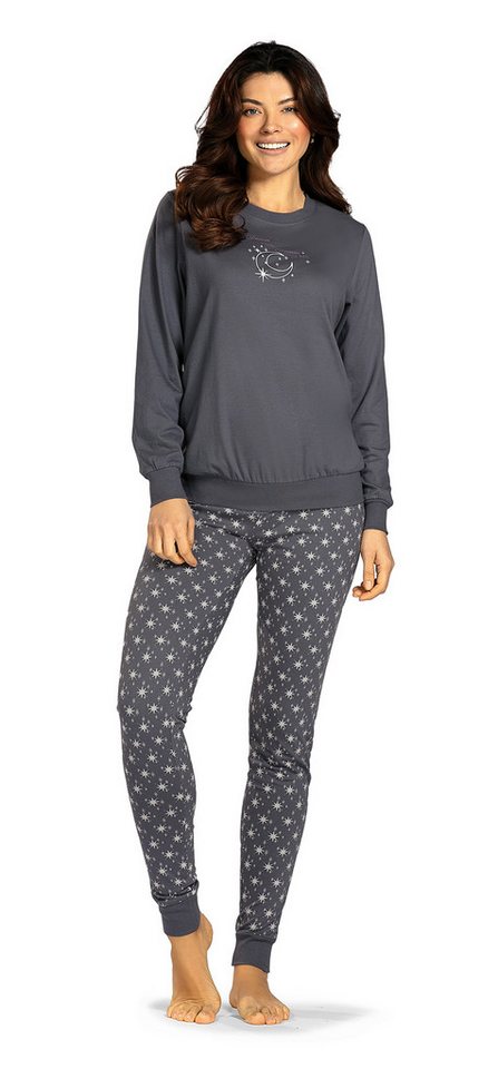 comtessa Schlafanzug Comtessa Damen Schlafanzug Langarm Bündchen Mond Smoke von comtessa