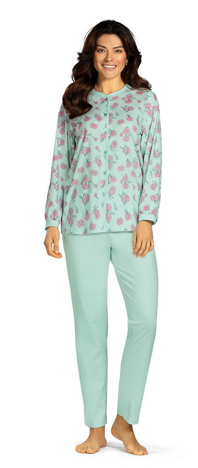 comtessa Schlafanzug Comtessa Damen Schlafanzug Langarm Nelken in Mint von comtessa