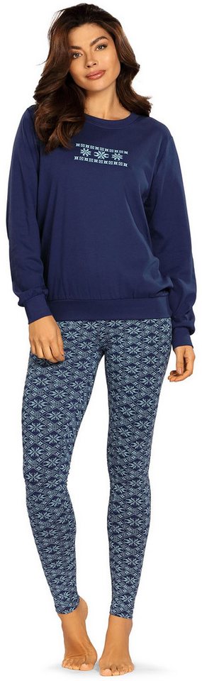 comtessa Schlafanzug Cosy Winter (Set, 2 tlg., 2-teilig) Damen Pyjama lang Langarm Baumwolle Bündchen große Größen von comtessa