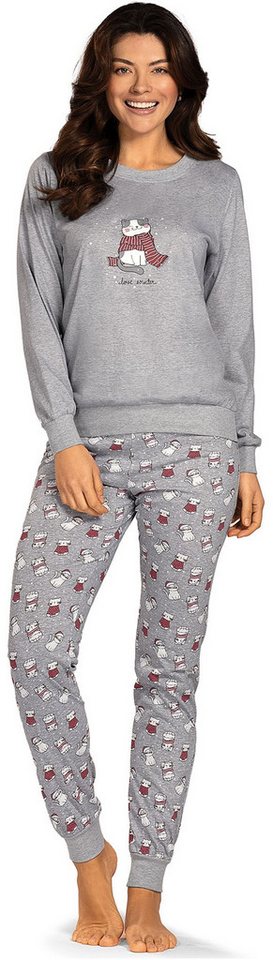 comtessa Schlafanzug Lovely Dreams (Set, 2 tlg., 2-teilig) Damen Pyjama lang Baumwolle Langarm Bündchen große Größen von comtessa