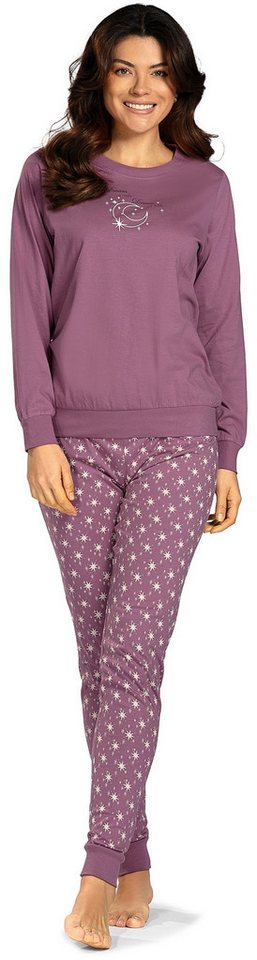 comtessa Schlafanzug Lovely Dreams (Set, 2 tlg., 2-teilig) Damen Pyjama lang Baumwolle Langarm Bündchen große Größen von comtessa