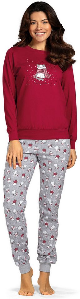 comtessa Schlafanzug Lovely Dreams (Set, 2 tlg., 2-teilig) Damen Pyjama lang Baumwolle Langarm Bündchen große Größen von comtessa
