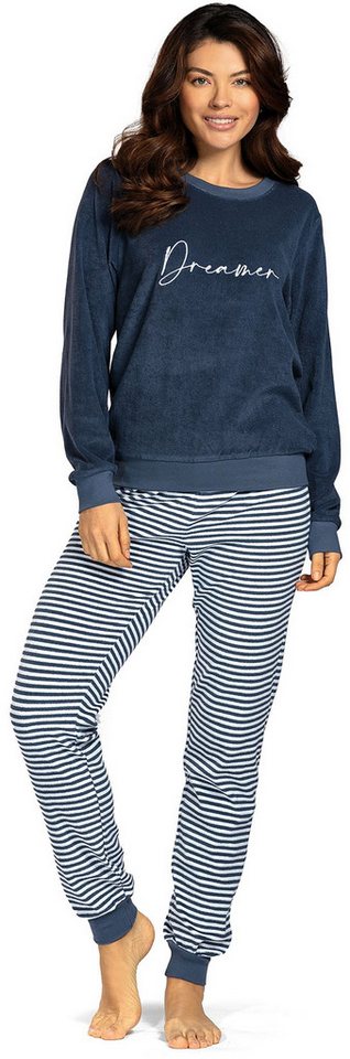 comtessa Schlafanzug Lovely Dreams (Set, 2 tlg., 2-teilig) Damen Pyjama lang Baumwolle Langarm Frottee große Größen von comtessa