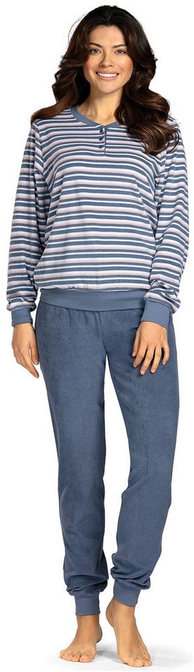 comtessa Schlafanzug Lovely Dreams (Set, 2 tlg., 2-teilig) Damen Pyjama lang Baumwolle Langarm Frottee große Größen von comtessa