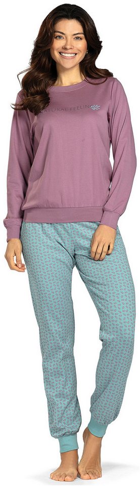 comtessa Schlafanzug Lovely Dreams (Set, 2 tlg., 2-teilig) Damen Pyjama lang Baumwolle Langarm Interlock Bündchen große Größen von comtessa