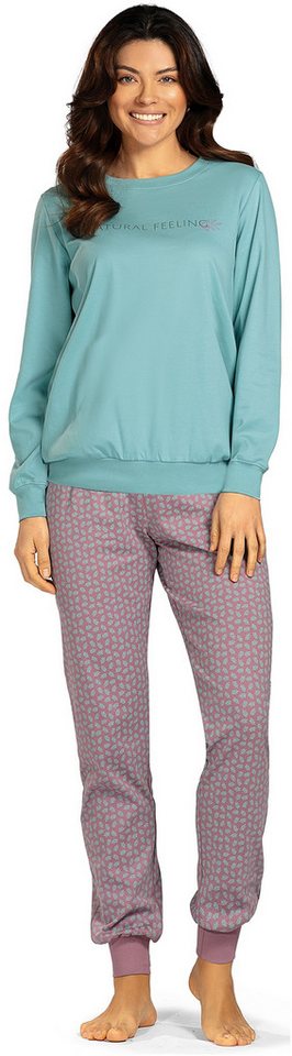 comtessa Schlafanzug Lovely Dreams (Set, 2 tlg., 2-teilig) Damen Pyjama lang Baumwolle Langarm Interlock Bündchen große Größen von comtessa