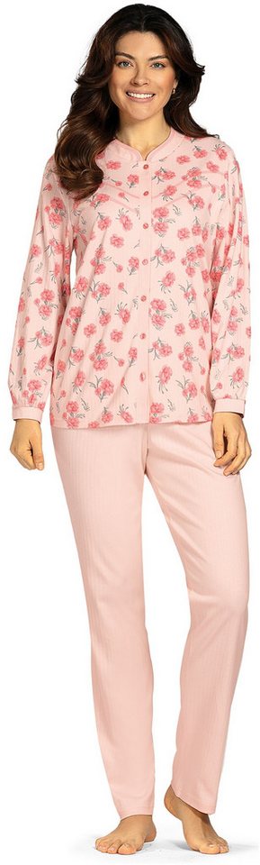 comtessa Schlafanzug Lovely Dreams (Set, 2 tlg., 2-teilig) Damen Pyjama lang Baumwolle Langarm Interlock geknöpft große Größen von comtessa