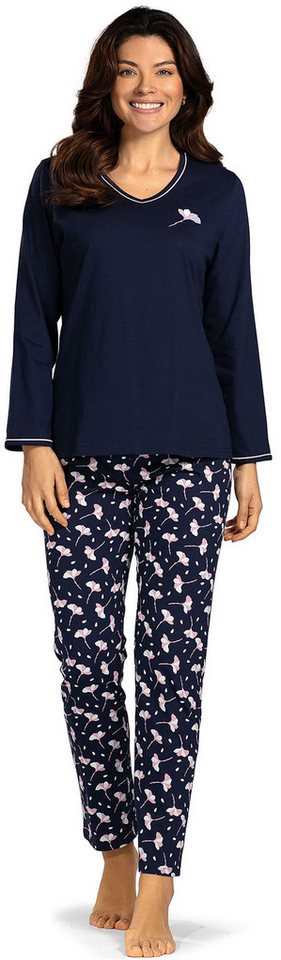 comtessa Schlafanzug Lovely Dreams (Set, 2 tlg., 2-teilig) Damen Pyjama lang Baumwolle Langarm Paspeln große Größen von comtessa