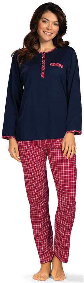 comtessa Schlafanzug Lovely Dreams (Set, 2 tlg., 2-teilig) Damen Pyjama lang Baumwolle Langarm Winter große Größen von comtessa