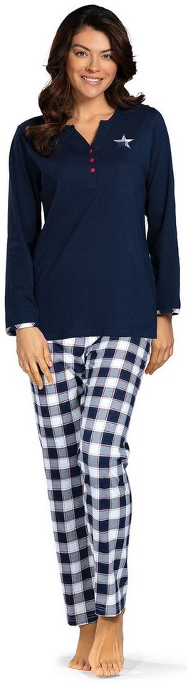 comtessa Schlafanzug Lovely Dreams (Set, 2 tlg., 2-teilig) Damen Pyjama lang Baumwolle Langarm geknöpft große Größen von comtessa