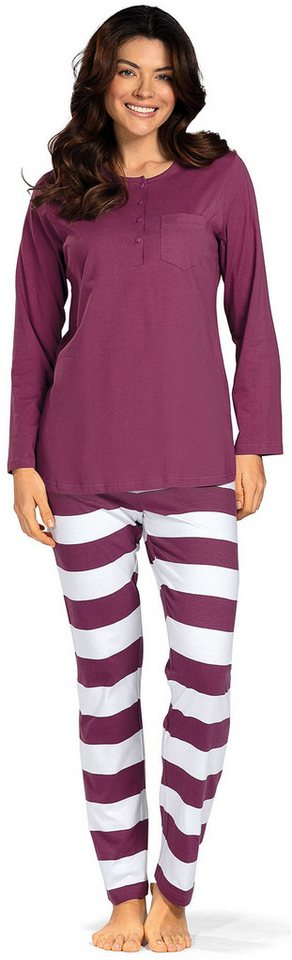 comtessa Schlafanzug Lovely Dreams (Set, 2 tlg., 2-teilig) Damen Pyjama lang Baumwolle Langarm geknöpft große Größen von comtessa