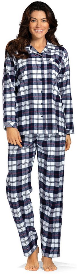 comtessa Schlafanzug Lovely Dreams (Set, 2 tlg., 2-teilig) Damen Pyjama lang Flanell Baumwolle Langarm geknöpft große Größen von comtessa