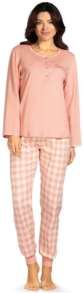 comtessa Schlafanzug Lovely Dreams (Set, 2 tlg., 2-teilig) Damen Pyjama lang Interlock Baumwolle Langarm Bündchen große Größen von comtessa