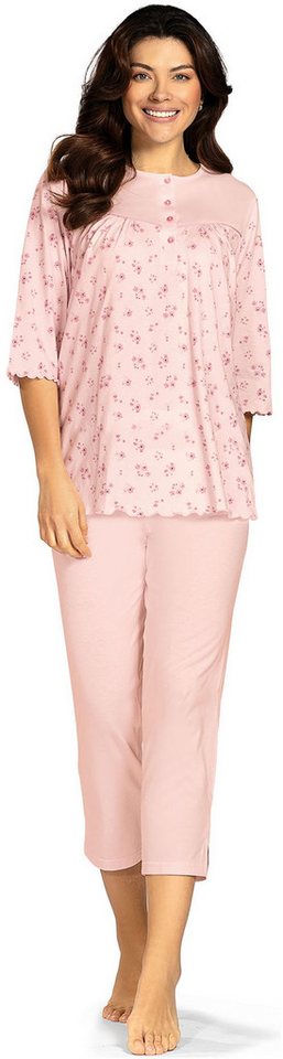 comtessa Schlafanzug Mellow Luxe (Set, 2 tlg., 2-teilig) Damen Pyjama lang Baumwolle 3/4 Arm geknöpft auch große Größen von comtessa