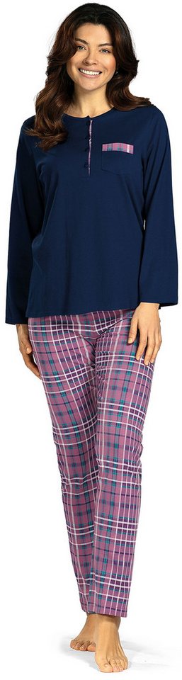 comtessa Schlafanzug Mellow Luxe (Set, 2 tlg., 2-teilig) Damen Pyjama lang Baumwolle Langarm geknöpft auch große Größen von comtessa