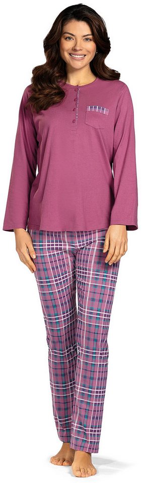 comtessa Schlafanzug Mellow Luxe (Set, 2 tlg., 2-teilig) Damen Pyjama lang Baumwolle Langarm geknöpft auch große Größen von comtessa