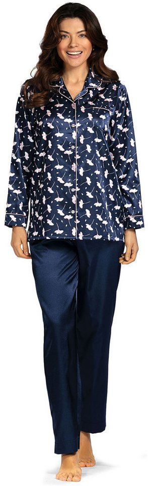 comtessa Schlafanzug Mellow Luxe (Set, 2 tlg., 2-teilig) Damen Pyjama lang Satin Langarm geknöpft auch große Größen von comtessa