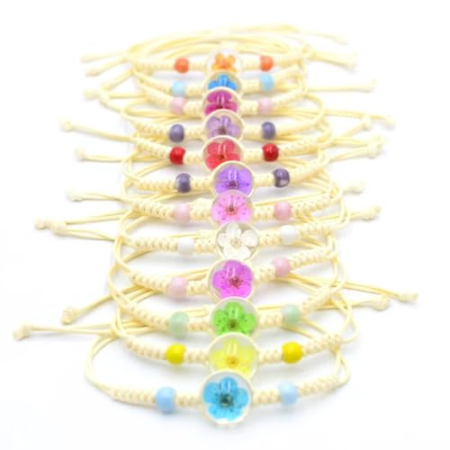 comvastars 12 Stück emitgebsel armbänder mädchen,armbänder kinder,vaiana kette,ab 6 7 8 9 10 Jahre, 8-26 cm Einstellbar Freundschaftsarmband,Bunte Blumen Gewebte Armbänder für kinder Mädchen Teenager von comvastars