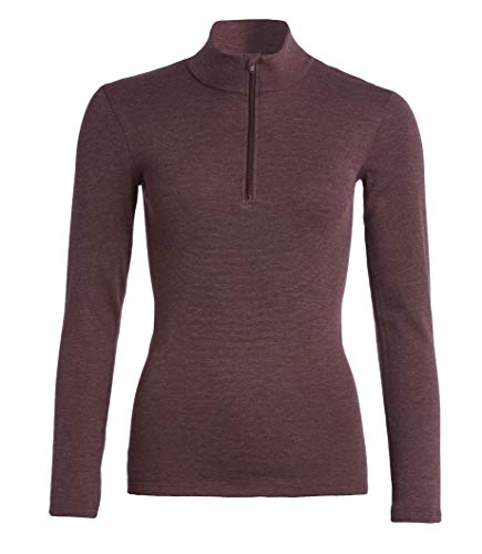 Conta Thermo Langarm Shirt mit Zipper, Damenshirt mit Stehkragen, natürliche Baumwolle, wärmeisolierende, flauschig weiche Innenseite, in versch. Farben, Größen 36-50 Farbe Burgund Melange, Größe 44 von con-ta