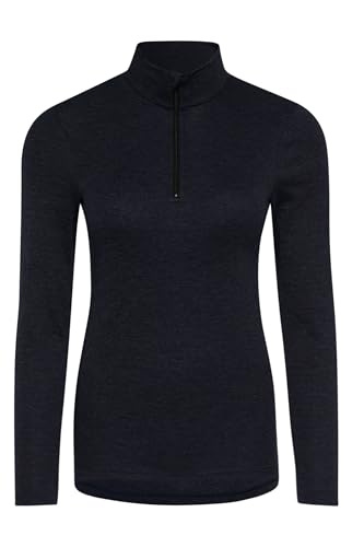 Conta Thermo Langarm Shirt mit Zipper, Damenshirt mit Stehkragen, natürliche Baumwolle, wärmeisolierende, flauschig weiche Innenseite, in versch. Farben, Größen 36-50 Farbe Marine Melange, Größe 50 von con-ta