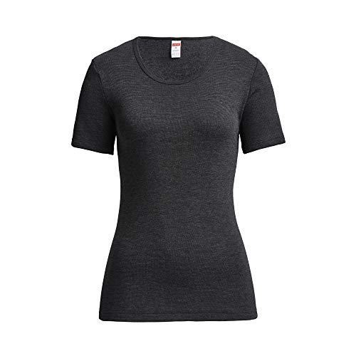 Conta Thermo Kurzarm Shirt, T-Shirt mit natürlicher Baumwolle, wärmende Unterwäsche für Damen, Rundhalsausschnitt, Damenbekleidung, Schwarz Geringelt, Größe: 38/S von con-ta