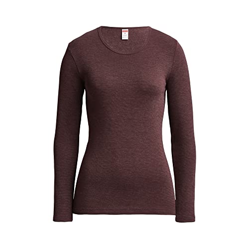 Conta Thermo Langarm Shirt, Longshirt mit natürlicher Baumwolle, wärmende Unterwäsche für Damen, Rundhalsausschnitt, Damenbekleidung, Burgund Melange, Größe: 36/XS von con-ta