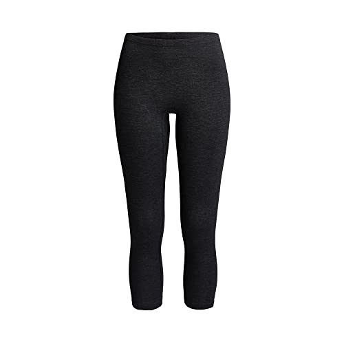 con-ta Thermo Hose in 3/4-Länge für Damen aus natürlicher Baumwolle und formgebenden Polyester, wärmeisolierende Funktionsunterwäsche, schwarz Melange, Größe: 50 von con-ta