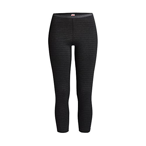con-ta Thermo 3/4 Lange Hose, Leggings mit natürlicher Baumwolle, Bequeme Thermo-Unterwäsche, Damenbekleidung, schwarz Geringelt, Größe: XL von con-ta
