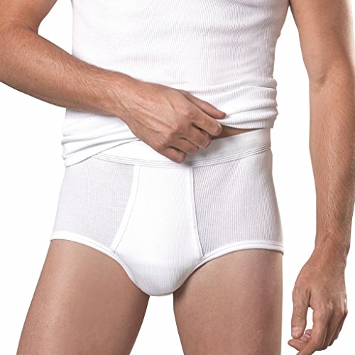 con-ta- 5er Spar-Pack Herren Slip/Unterhose Doppelripp mit Eingriff - 100% supergekämmte Baumwolle - Weiß Trockner geeignet (5/M, 5 X Weiß) von con-ta