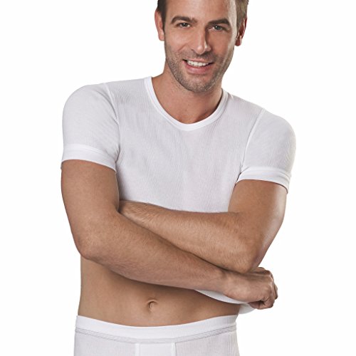 con-ta- 5er Spar-Pack Herren Unterhemden 1/4 Arm Doppelripp/T-Shirts - 100% supergekämmte Baumwolle - Weiß Kochfest und Trockner geeignet (6/L, Weiß) von con-ta