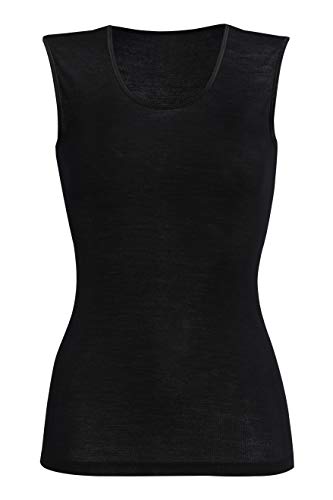 con-ta Achselhemd, klassisches Unterhemd für Damen, weiche Unterwäsche, bequemes Top aus Wolle und Modal, Trägertop in Schwarz, Größe: 38 von con-ta