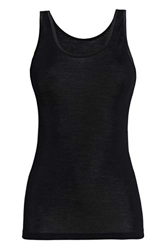 con-ta Achselhemd, weiche Unterwäsche für Damen, klassisches Unterhemd, bequemes Top aus Wolle und Modal, Trägertop in Schwarz, Größe: 40 von con-ta