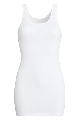 Conta Achselhemd lang, Top mit Spitze für Damen, Unterhemd in Feinripp, Trägertop aus Baumwolle, weiß | Einzelpack, Gr.: 38/S von con-ta