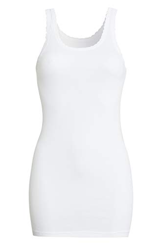 Conta Achselhemd lang, Top mit Spitze für Damen, Unterhemd in Feinripp, Trägertop aus Baumwolle, weiß | Einzelpack, Gr.: 58/8XL von con-ta