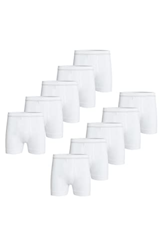 con-ta DOPPELRIPP Kurze Hose mit Eingriff 10er Spar-Pack, Bequeme Shorts für Herren, figurbetonte Unterwäsche, aus 100% Baumwolle, in Weiß, Größe: M von con-ta