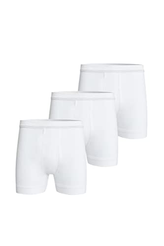 con-ta DOPPELRIPP Kurze Hose mit Eingriff 3er Pack, Bequeme Shorts für Herren, figurbetonte Unterwäsche, Unterhose aus weicher Baumwolle, in Weiß, Größe: 10/4XL von con-ta