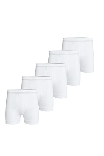 con-ta DOPPELRIPP Kurze Hose mit Eingriff 5er Spar-Pack, Bequeme Shorts für Herren, figurbetonte Unterwäsche, aus 100% Baumwolle, in Weiß, Größe: 4XL von con-ta