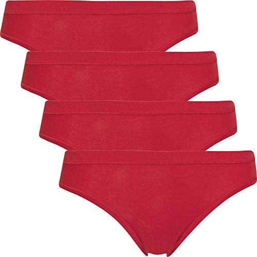 con-ta Damen-Hüftslip 4er-Pack Feinripp rot Größe 40 von con-ta