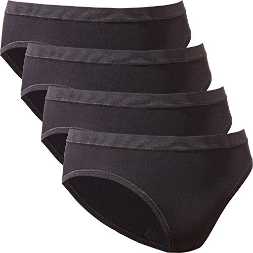 con-ta Damen-Hüftslip 4er-Pack Feinripp schwarz Größe 44 von con-ta