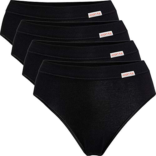 con-ta Damen-Slip 4er-Pack Feinripp schwarz Größe 46 von con-ta