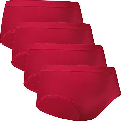 con-ta Damen-Taillenslip 4er-Pack Feinripp rot Größe 44 von con-ta