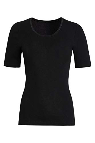 con-ta Kurzarm Shirt, warmes Basic für Damen, aus weichem Angora und Baumwolle, klassisches T-Shirt, dezentes Oberteil, in Schwarz, Größe: 42 von con-ta