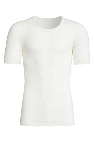 con-ta Kurzarm Shirt, warmes Basic für Herren, dezentes Oberteil aus Angora und Baumwolle, klassisches T-Shirt, in Wollweiß, Größe: 6 von con-ta