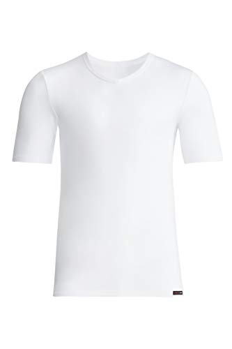 con-ta Kurzarm Shirt Modal, bequemes Basic-T-Shirt für Herren, mit V-Ausschnitt, aus weichem Single-Jersey, Herrenbekleidung, in Weiß, Größe: 5/M von con-ta