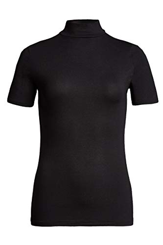 con-ta Kurzarm Shirt mit Stehkragen Modal, bequemes Basic T-Shirt für Damen, figurbetont, aus weichem Single-Jersey, Damenbekleidung, in Schwarz, Größe: 36 von con-ta