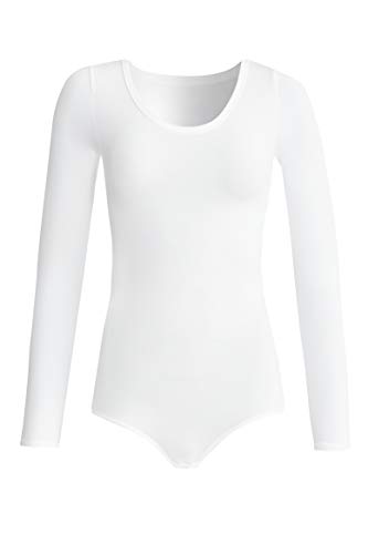 conta langarm Body Modal, bequemer Einteiler für Damen, mit Druckknöpfen & langem Arm, aus weichem Modal, Damenunterwäsche, in Farbe Weiß | Gr.: 36/XS - 48/3XL von con-ta