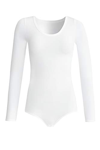 conta langarm Body Modal, bequemer Einteiler für Damen, mit Druckknöpfen & langem Arm, aus weichem Modal, Damenunterwäsche, weiß | Gr.: 42/L von con-ta