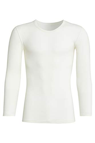 con-ta Langarm Shirt, dezentes Basic für Herren, klassisches Oberteil, aus weichem Angora und Baumwolle, in Wollweiß, Größe: 7 von con-ta